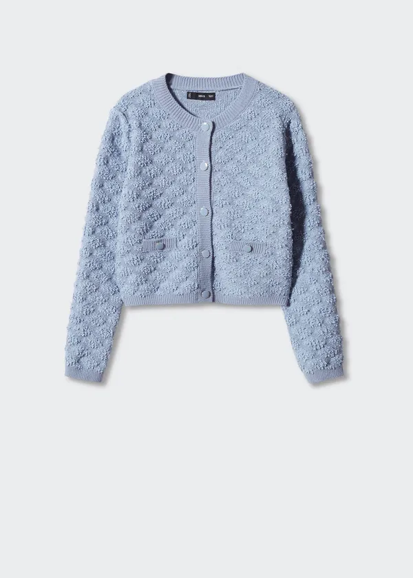 Mango Blue Textured Button Cardigan - Image 2