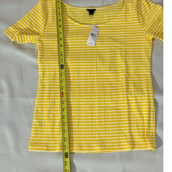 Ann Taylor Striped Scoop Neck Top-‎ Solarium Sun - Image 5