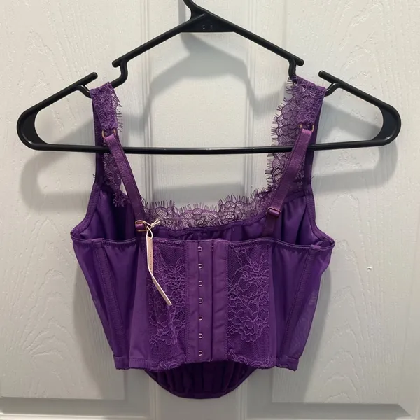 Victoria’s Secret Purple Lace Corset-Style Top - Image 2