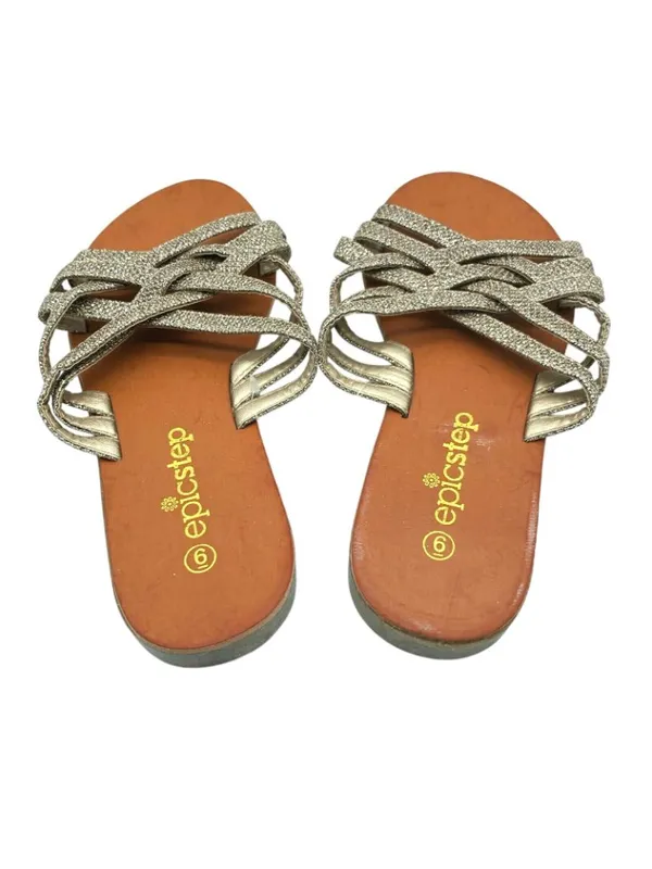 Epic Step Womens Sandals Strappy Slides Glitter Gold Size 6 - Image 3