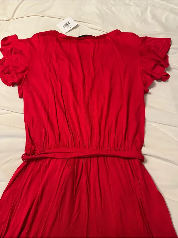 Fraiche by J Red Wrap-Front Wide-Leg Jumpsuit - NWT - Size M - Image 7