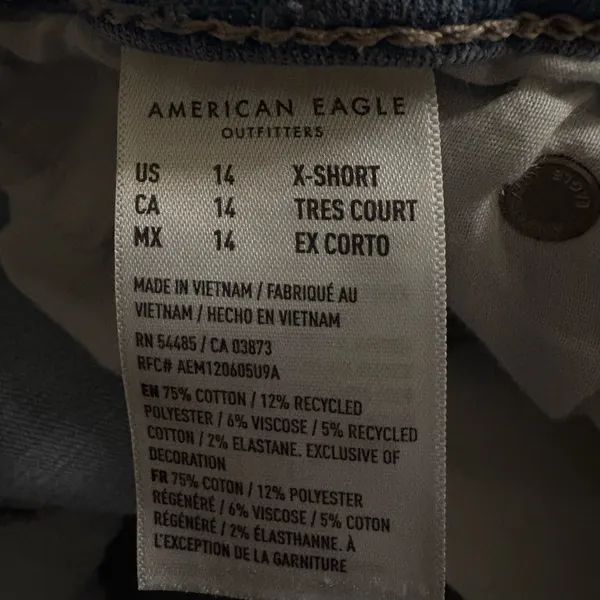 American Eagle Next Level Curvy Super High Rise Flare Jean 14 X-Short Blue - Image 6