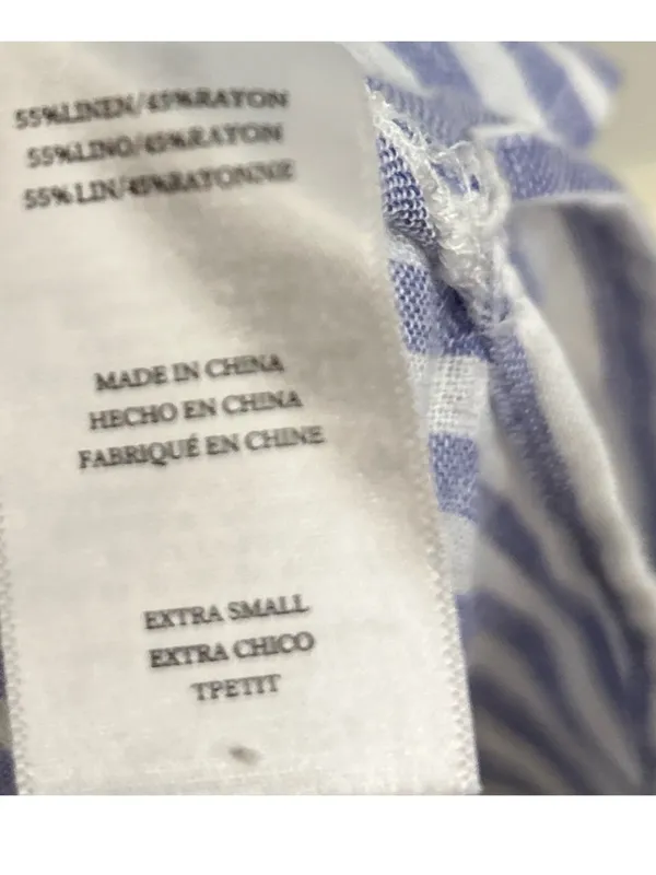 Rails Whitney Blue White Stripe Daisy Short Sleeve Collared Linen Rayon Shirt XS - Image 11