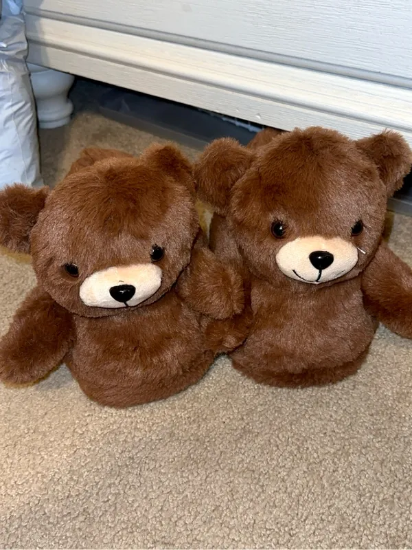 Amazon Brown Plush Bear Soft Slippers - Image 2