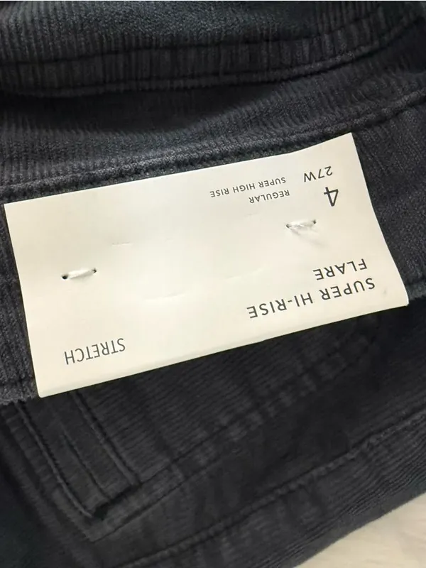 American Eagle Super High Rise Corduroy Flare Pants Gray 4 NWT - Image 4