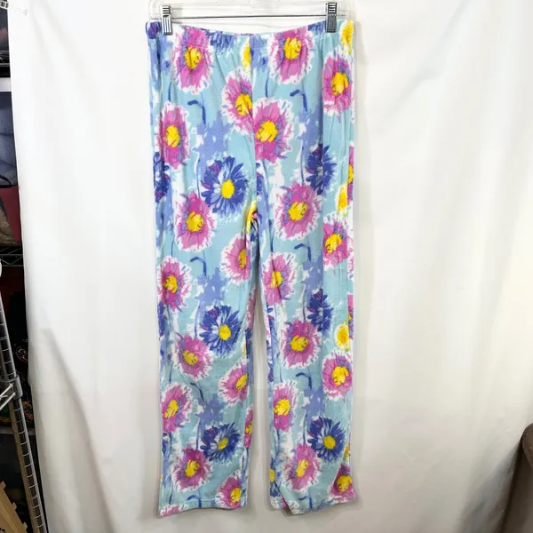 Mayfair Medium Pajama Set Floral Fleece Blue Pink Watercolor‎ Vivid NWT Gift 515 - Image 12