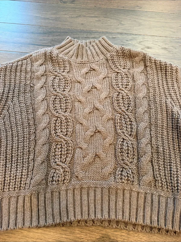 Lucky Brand Brown Cable Mock Neck Sweater Size Small - C33-046 - Image 3