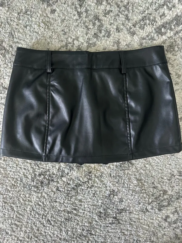 Edikted Black Faux Leather Skort Shorts - Image 3