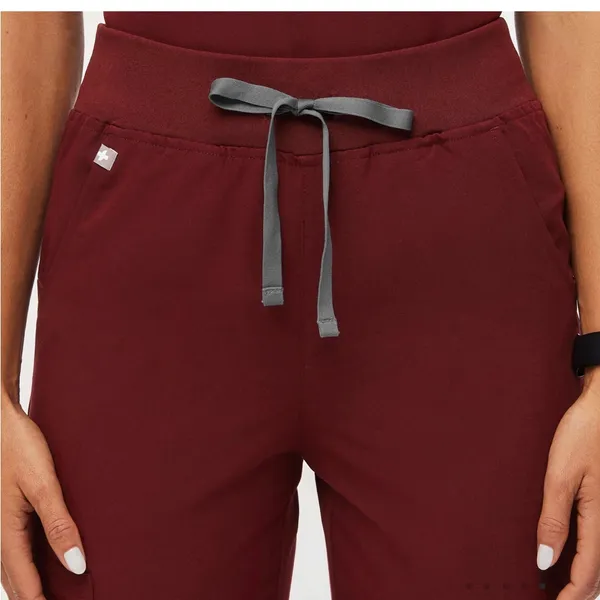 FIGS High Waisted Zamora Jogger Scrub Pants burgundy size large nurse scrubs pant - Image 13