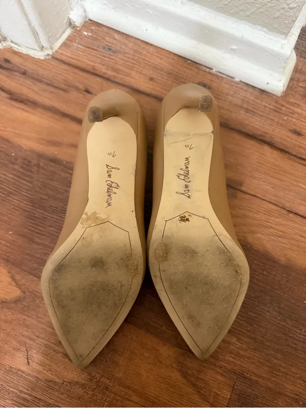 Sam Edelman Tan Nude Pointed-Toe Leather Pumps Heels - Image 6