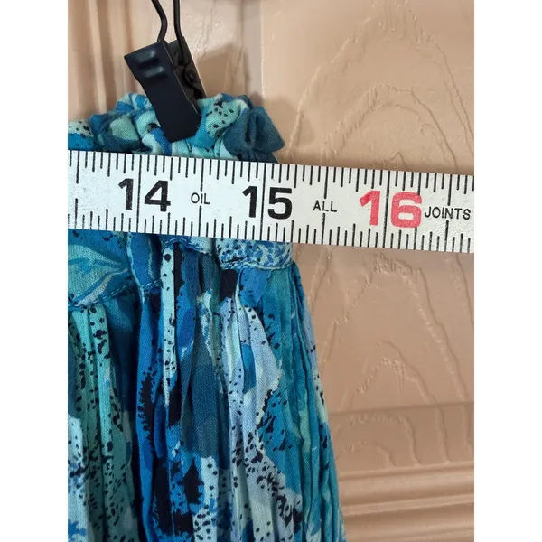 Vintage Broomstick Maxi Skirt Blue Geometric Cotton Huntington Ridge Size Medium - Image 4