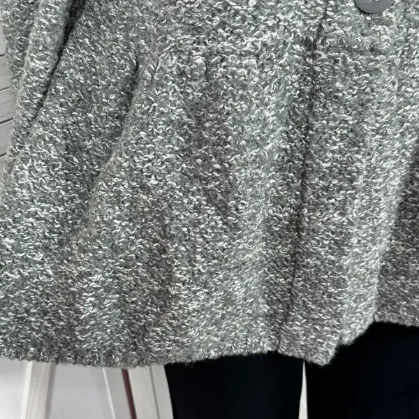 Willi Smith Marled Peplum Wool Blend‎ Cardigan Sweater Grey XL - Image 6