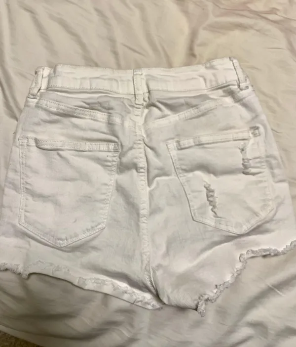 White Ripped Shorts - Image 3