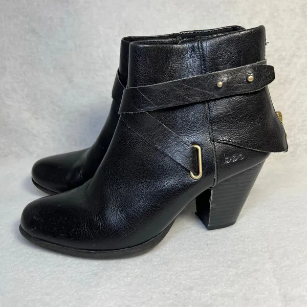 B.O.C. By Born Richardson Black Leather Heeled Ankle Boots Women’s Size 6 - Image 2