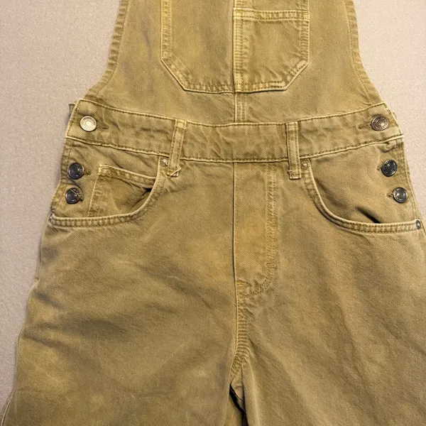 We The Free Good Luck Overall Jumpsuit Discontinued Tan Khaki Color Women XS - Image 4