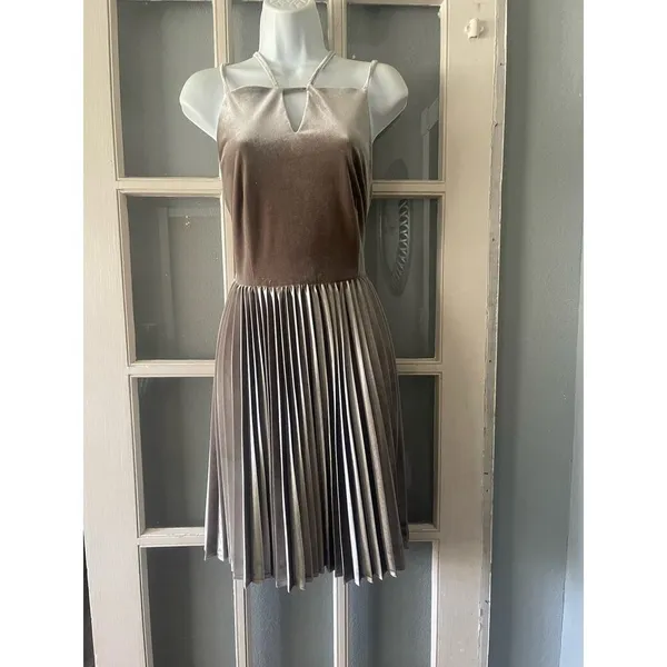 New Gianni Bini Velvet Pleated Dress - Image 4