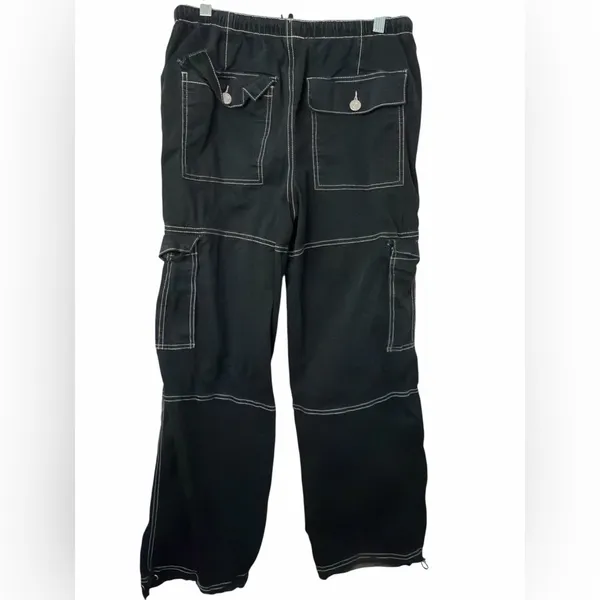 Garage Black Cargo Pants with White Stitching - Image 2