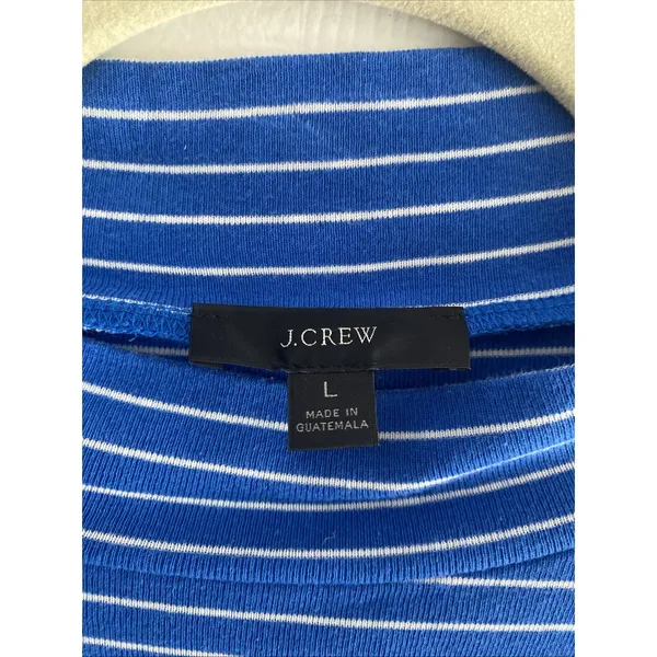 J Crew Womens Large Blue Striped Long Sleeve‎ Gold Button Black Label - Image 3