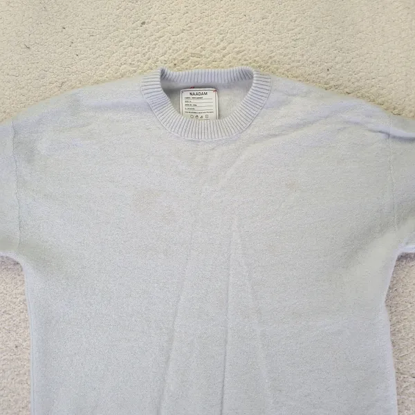 NAADAM 100% Cashmere Crew Neck Sweater Light Blue‎ Size Medium STAINS - Image 3
