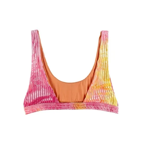 Dippin Daisys Revibe Festival Bikini Top Yellow Pink Ribbed Velvet Size‎ XL - Image 2