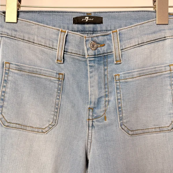 7 For All Mankind Dojo Tailorless Wide Leg Flare Jeans in Light Blue Size 25‎ - Image 4