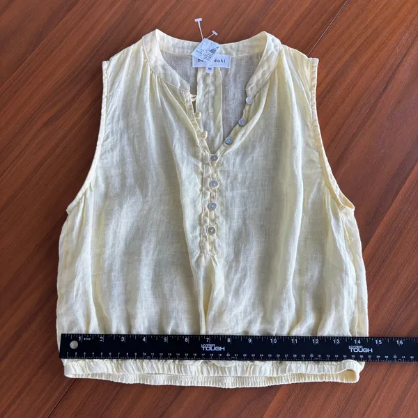 NWT Bella Dahl Linen Top XS Yellow Button Front Coastal Chic Cottage Preppy - Image 6