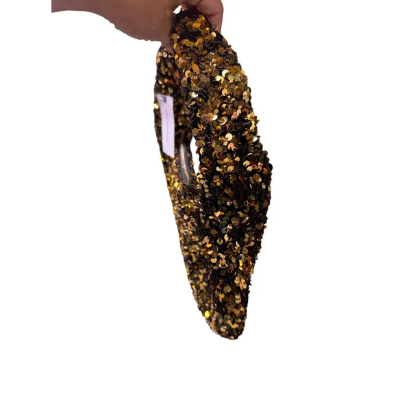Anthropologie Gold Sequin Crescent Bag NEW - Image 5