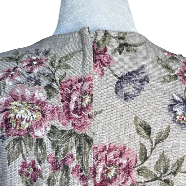 All That Jazz Floral Linen Blend Sleeveless Tan Dress Cottagecore 90s Medium New - Image 6