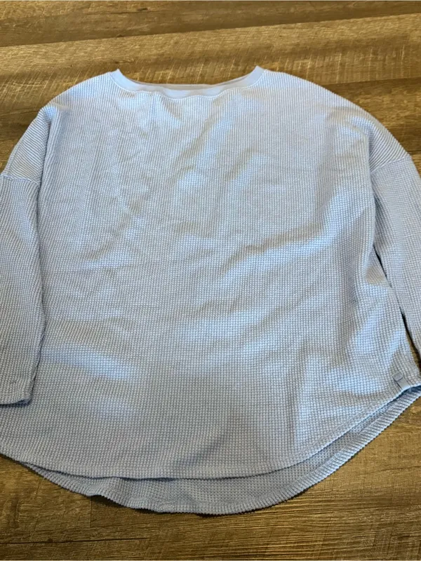 We The Free Light Blue Waffle Knit Long Sleeve Top - Image 2