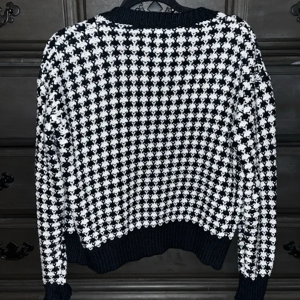 Houndstooth winter cardigan Black - Image 2