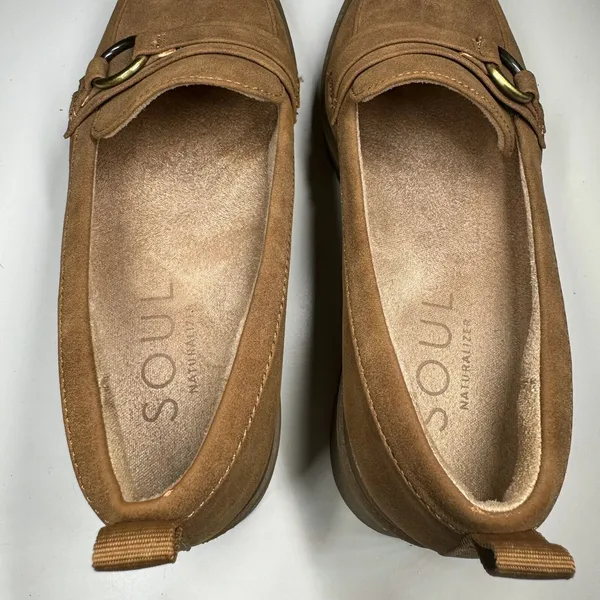Naturalizer Soul Joyla Platform Loafers Tan Faux Suede Slip On Shoes 7M - Image 7