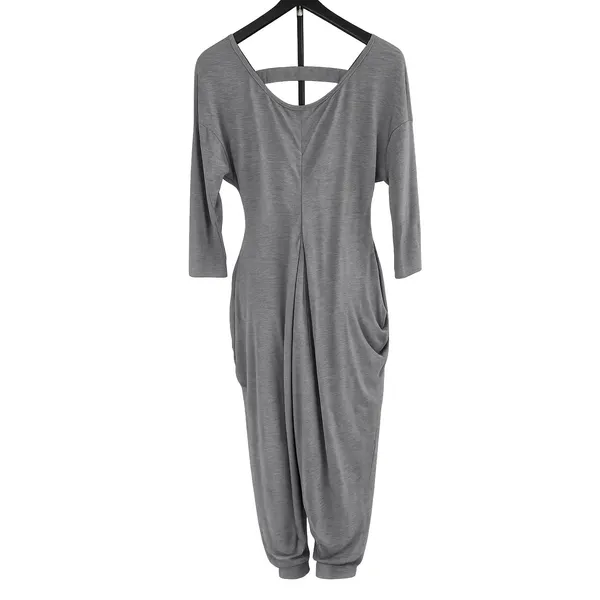 Halara Oversized Harem Jumpsuit Charcoal Gray Heather Open Back 3/4 Sleeve XS NW - Image 3