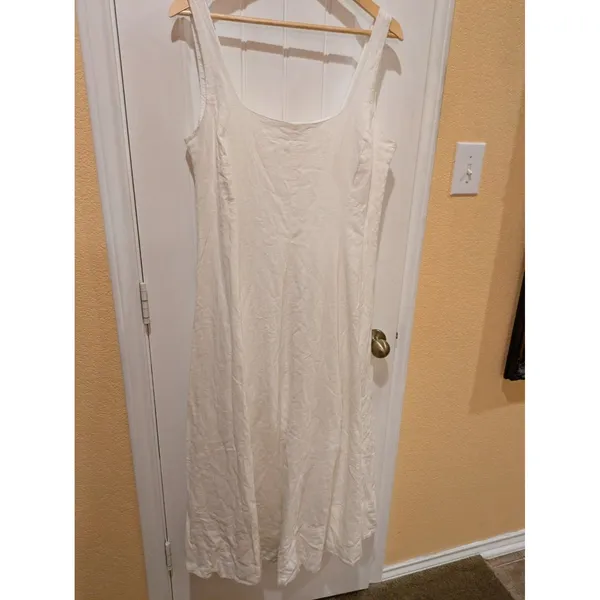 Gap Linen Blend Dress Womens Large White - Image 4