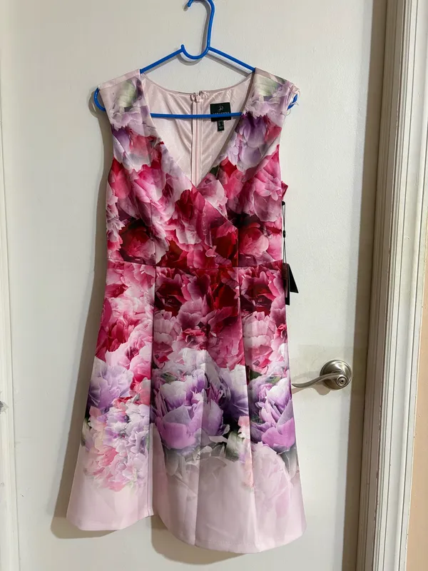 Adrianna Papell Pink Floral Dress - Size 8 - Image 6