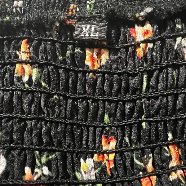 Milkmaid Maxi Dress Womens XL Black‎ Floral Feminine Smocked Puff Short Sleeve - Image 9