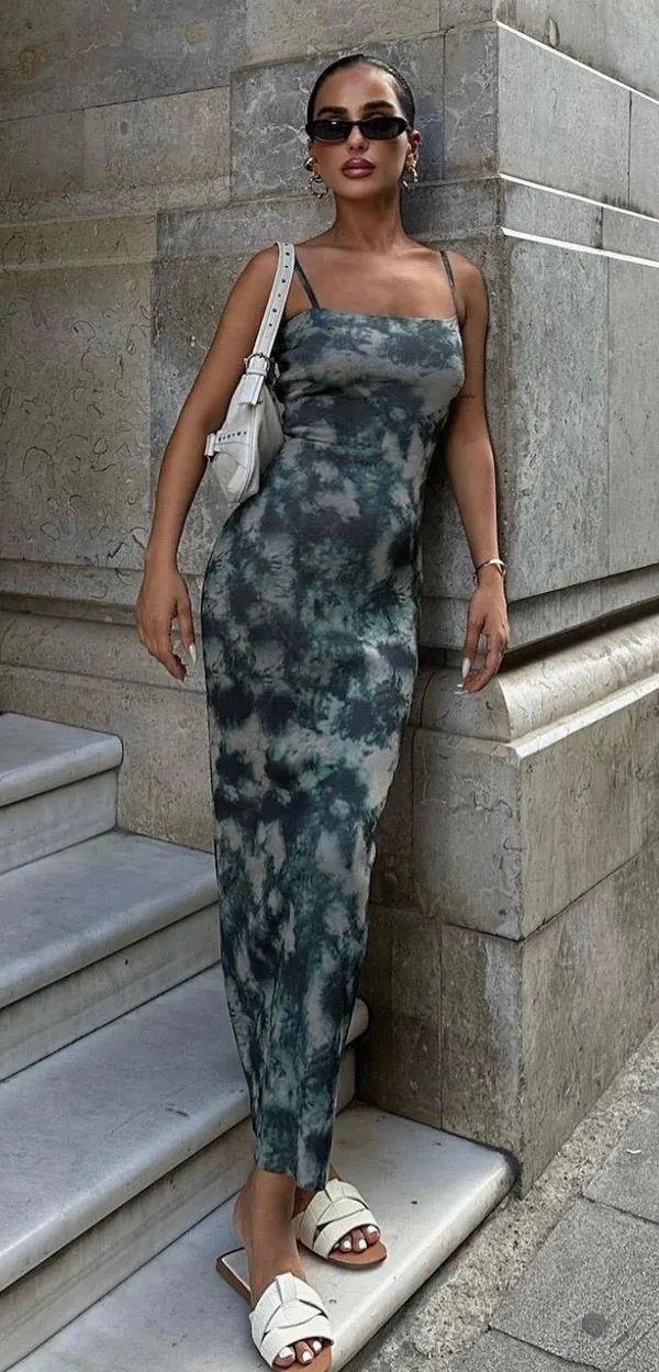 Zara dress midi fitted tie dye effect casual summer vacation - Image 4
