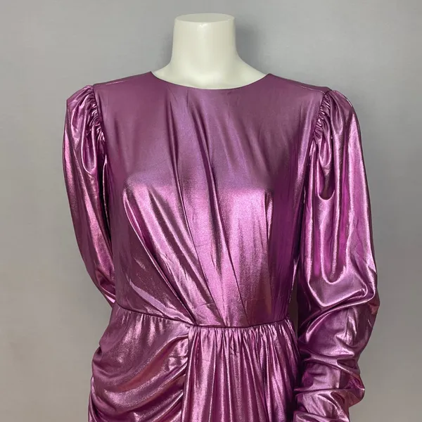 NWT Elliatt Avalee Cocktail Dress Metallic Sheen Long Sleeve Drape Skirt Party‎ - Image 6