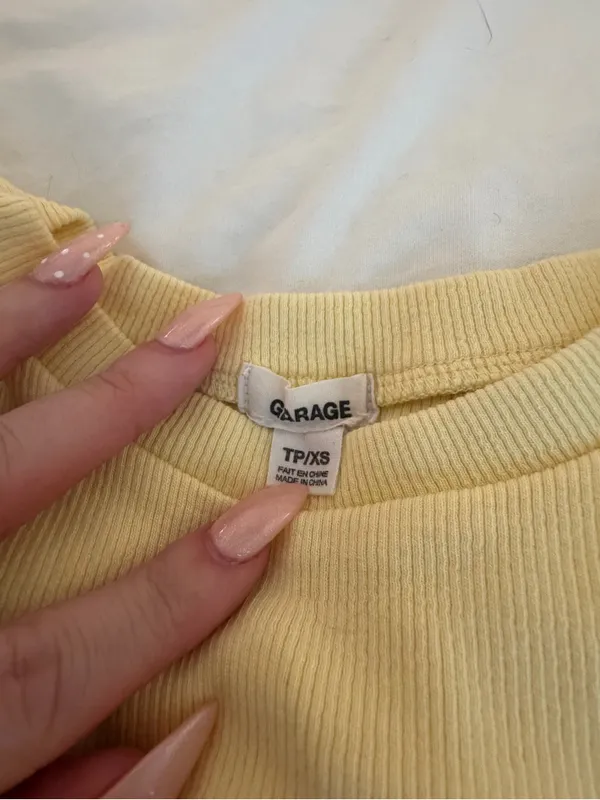 Garage Soft Pale Yellow Ribbed Short Sleeve Baby Tee - XS - Image 4