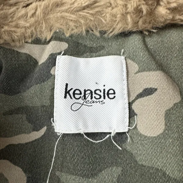 Kensie Jeans Camo Women’s Denim Army Military Sherpa Jean Jacket Full Zip Large - Image 5