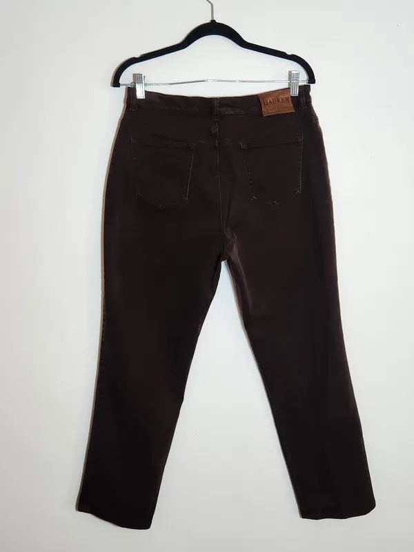 Lauren Ralph Lauren Brown Straight Leg Jeans Size 12 Petite - Image 3