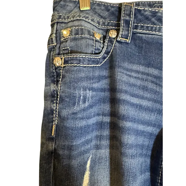 Miss Me Signature‎ Distressed Embellished Pockets Bootcut Jeans Size 27 - Image 3