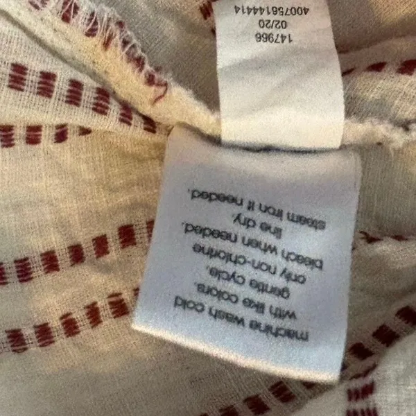 Elizabeth & James Size L Stripe Pintuck Peasant Blouse Red Cream Large - Image 6