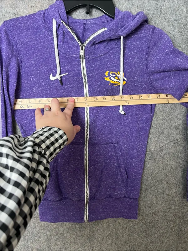Nike Womans‎ XS LSU Purple Zip-Up Hoodie with Tiger Logo lightweight - Image 5