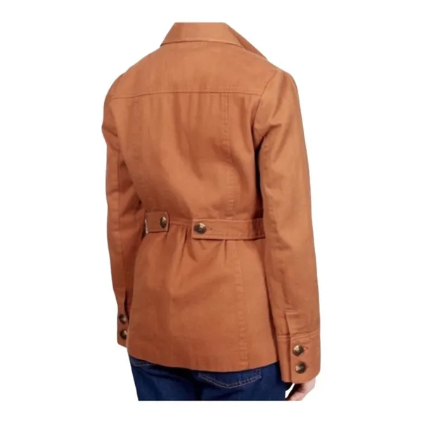 Anthropologie Tabitha Theodora Burnt Orange Rust Jacket Ruffle‎ Military Size 4 - Image 7