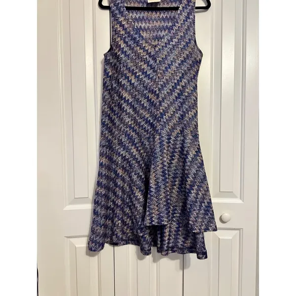Anthropologie Maeve Shift‎ Dress Chevron Zigzag Multicolor Knit Ruffle S - Image 5