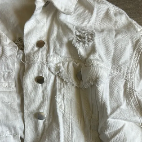 White Distressed Women's Jacket Size L - Image 2