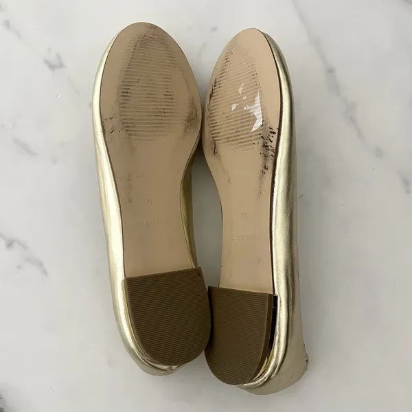 Talbots Penelope Gold Metallic Leather Scalloped Ballet Flats Size 7 Preppy chic - Image 6