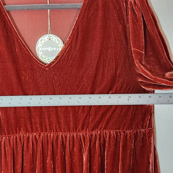Umgee Burnt Orange Velvet Tiered Mini Dress Size XL NWT Wedding Guest Dress - Image 5