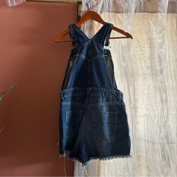 Free People Sunkissed Denim Short Overalls Zip‎ Front Jean Shortalls NEW Size 25 - Image 6