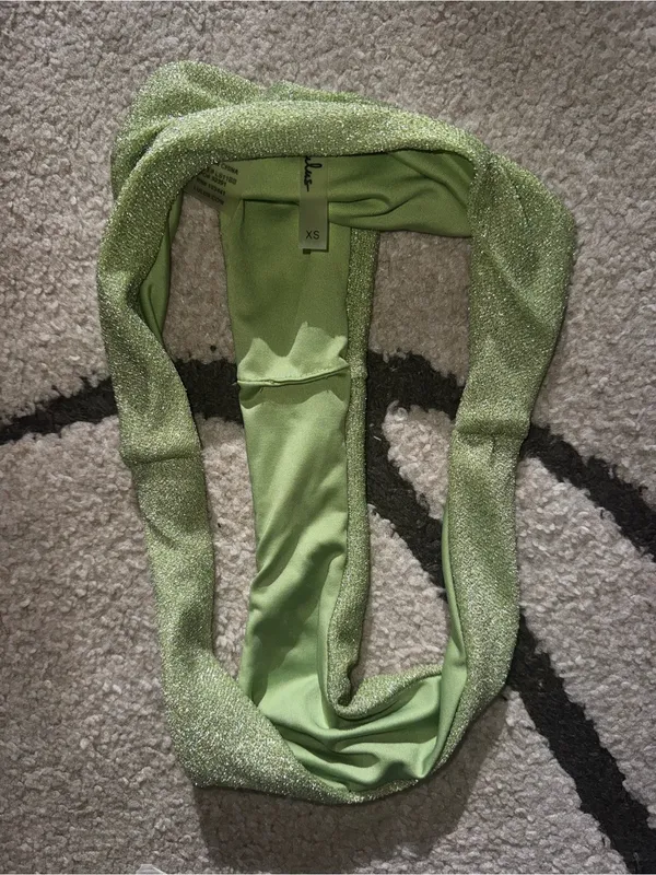 Lulus Heat Wave Light Green Sparkly Underwire Bikini Set - Image 9